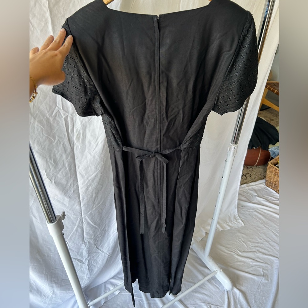Vintage 90’s Black Sarah Elizabeth Beaded Maxi Dress w/ Back Tie size 12 - Picture 8 of 10